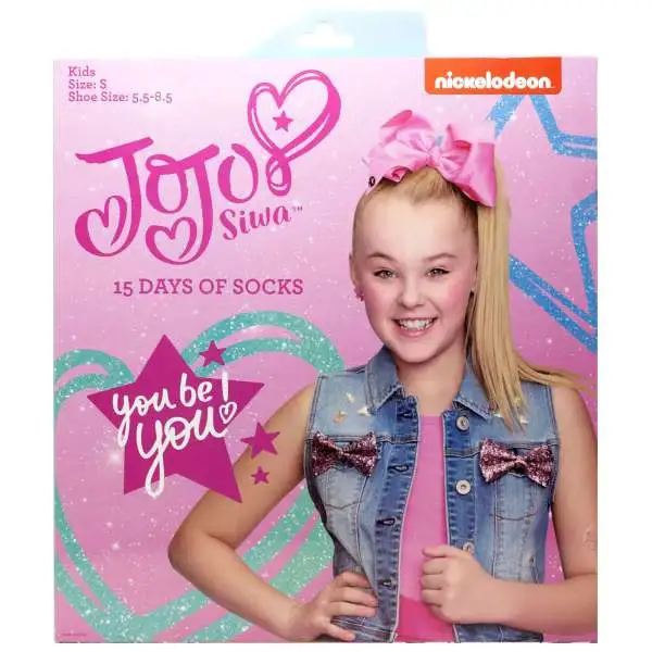 15 Days of Socks Kids JoJo Siwa 15-Pack [Size: Large, Shoe Size: 3 - 10, Damaged Package]