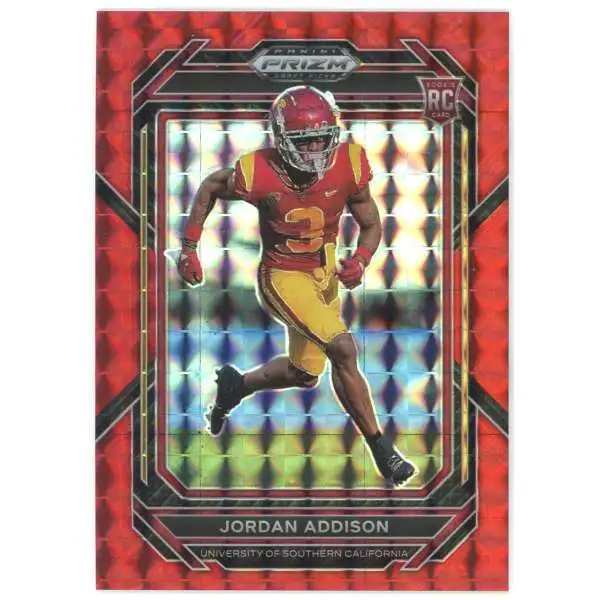 NFL 2023 Panini Prizm Draft Picks Red Mosaic 57/125 Jordan Addison #136 [Rookie]