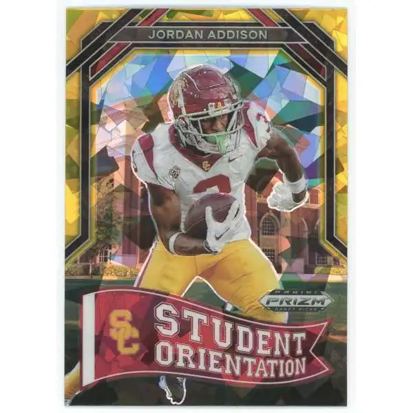 NFL 2023 Panini Prizm Draft Picks Gold Ice Prizm Jordan Addison SO-10 [Rookie, Student Orientation]