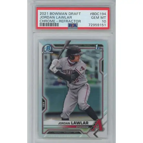 MLB 2021 Bowman Chrome Jordan Lawlar Refractor Graded Single Card BDC194 [Bowman 1st] [PSA 10]