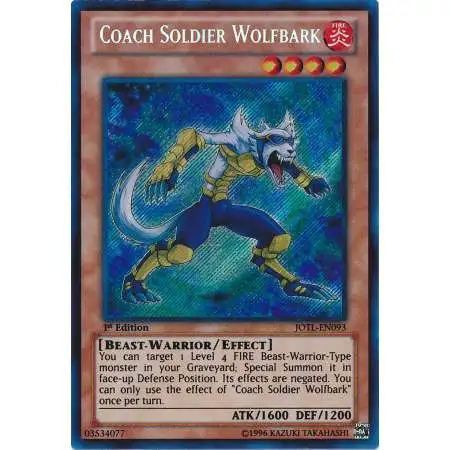 YuGiOh Trading Card Game Judgment of the Light Secret Rare Coach Soldier Wolfbark JOTL-EN093