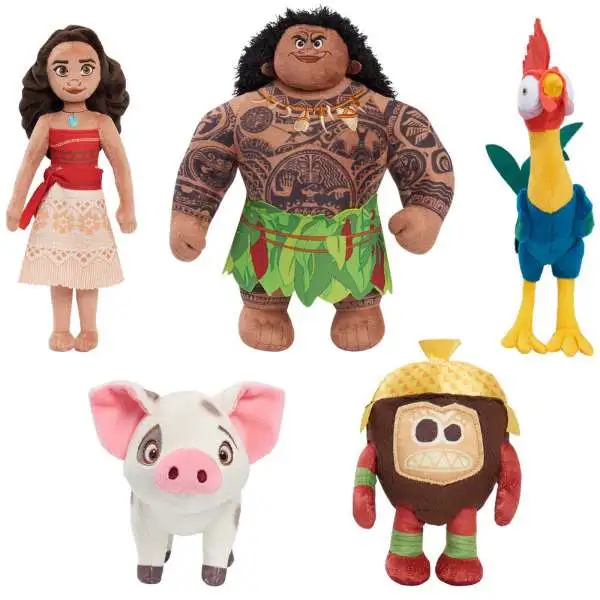 Disney Moana Moana, Maui, Pua, Hei Hei & Kakamora Set of 5 Plush