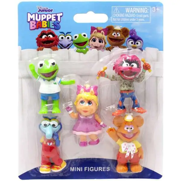 Disney Junior Muppet Babies Miss Piggy, Kermit the Frog, Gonzo, Animal & Fozzie 2-Inch Mini Figure 5-Pack