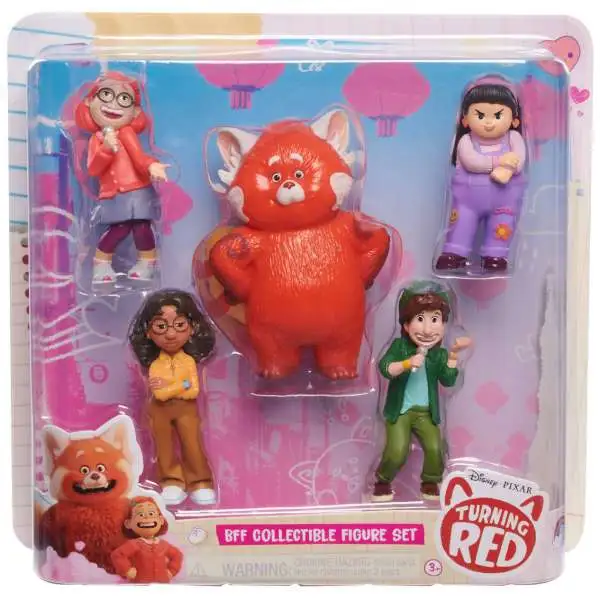 Disney / Pixar Turning Red Meilin Lee, Red Panda Mei, Abby Park, Miriam Mendelsohn & Priya Manga 3-Inch BFF Collectible Mini Figure 5-Pack