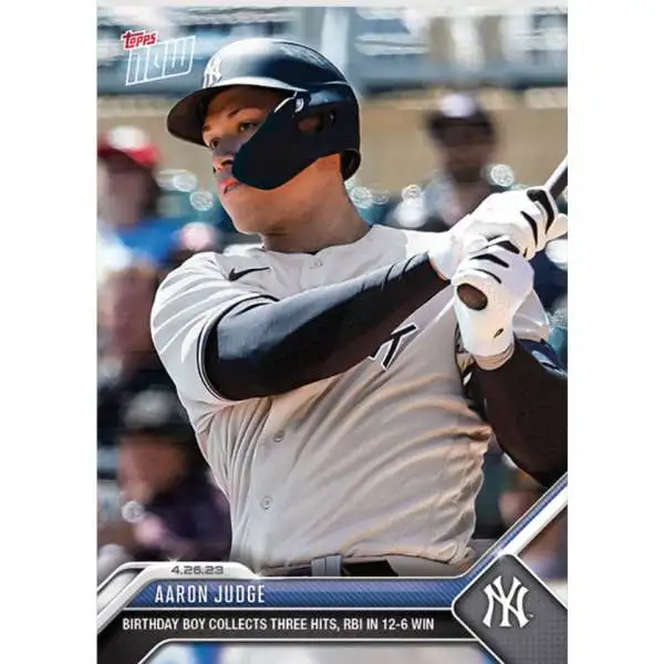 MLB New York Yankees 2023 Topps Now Baseball Aaron Judge Exclusive #188 [Birthday Boy Collects 3 Hits, RBI in 12-6 Win]