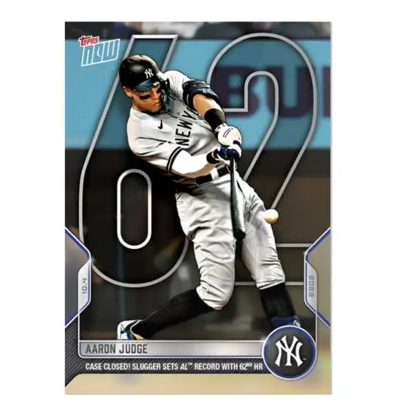 MLB New York Yankees 2022 Topps Now Baseball Aaron Judge Exclusive #1012 [Hits 62nd Home Run!!! Case Closed! Slugger Sets AL Record with 62nd HR]