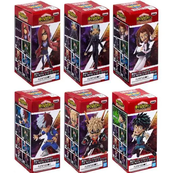My Hero Academia The Movie Heroes: Rising WCF World Collectible Figure Izuku, Katsuki, Shoto, Ochako, NINE & SLICE 2.8-Inch Set of 6 PVC's Vol.1