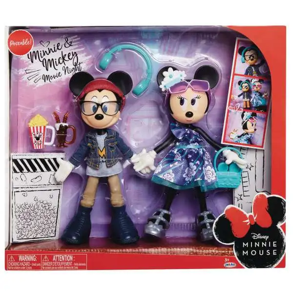 Disney Movie Night Mickey Minnie Mouse Fashion Doll 2-Pack Jakks