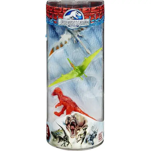 Jurassic World Dinos Dimorphodon, Pteranodon & Pachycephalosaurus 3-Inch Mini Figure 3-Pack [RANDOM Colors]