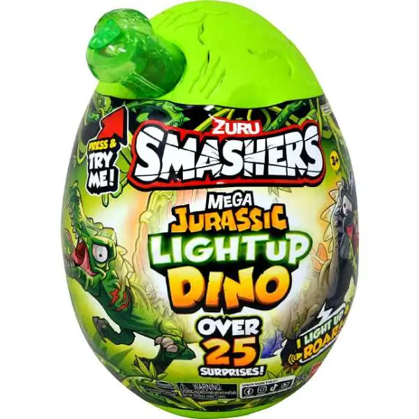 Smashers Jurassic Series 1 Light Up Dino T-Rex MEGA Mystery Egg [GREEN, Over 25 Surprises!]