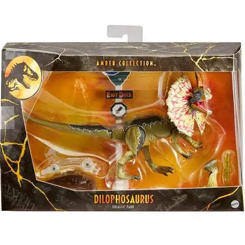 Jurassic Park Amber Collection Dilophosaurus Action Figure [Damaged Package]