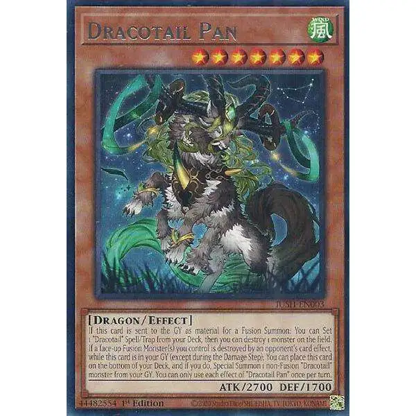 YuGiOh Trading Card Game Justice Hunters Rare Dracotail Pan JUSH-EN003