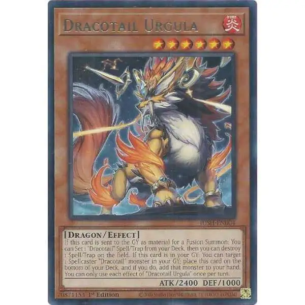 YuGiOh Trading Card Game Justice Hunters Rare Dracotail Urgula JUSH-EN004