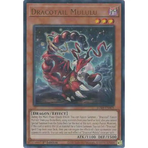 YuGiOh Trading Card Game Justice Hunters Ultra Rare Dracotail Mululu JUSH-EN005