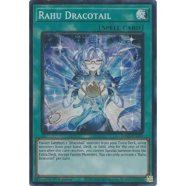 YuGiOh Trading Card Game Justice Hunters Super Rare Rahu Dracotail JUSH-EN009