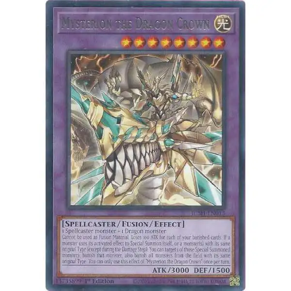 YuGiOh Trading Card Game Justice Hunters Rare Mysterion the Dragon Crown JUSH-EN013