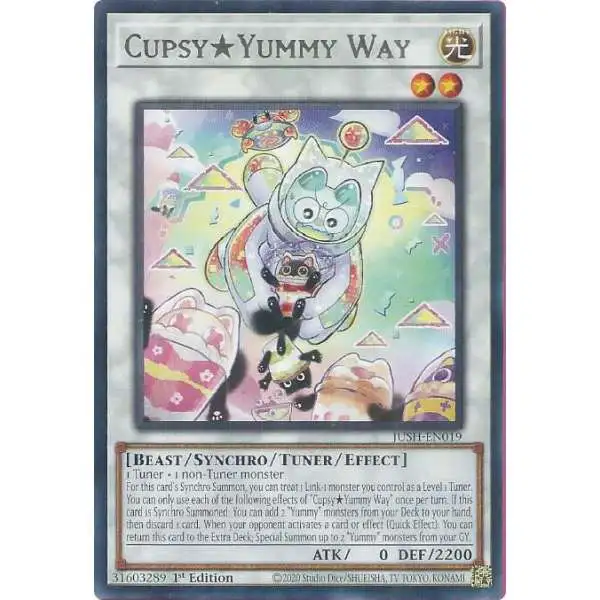 YuGiOh Trading Card Game Justice Hunters Rare CupsyYummy Way JUSH-EN019
