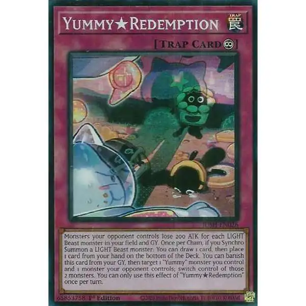 YuGiOh Trading Card Game Justice Hunters Super Rare YummyRedemption JUSH-EN026