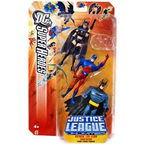 DC Justice League Unlimited Super Heroes Batman, The Atom & Huntress Action Figures