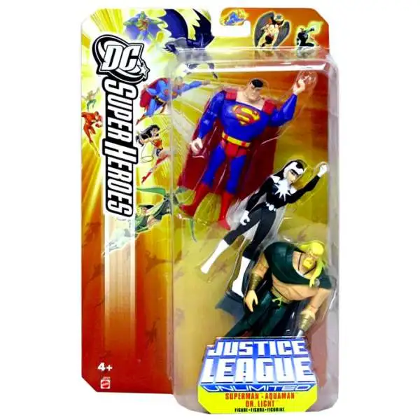 DC Justice League Unlimited Super Heroes Superman, Aquaman & Dr. Light Action Figures