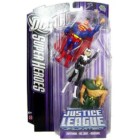 DC Justice League Unlimited Super Heroes Superman, Aquaman & Dr. Light Action Figures [Purple Card]