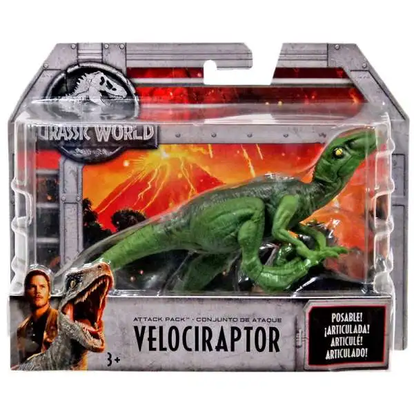 Jurassic World Fallen Kingdom Attack Pack Velociraptor Action Figure [Green, Loose]