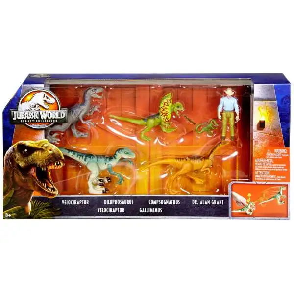 Jurassic World Fallen Kingdom Legacy Collection Dr. Alan Grant & Dinosaurs Exclusive Action Figure 6-Pack
