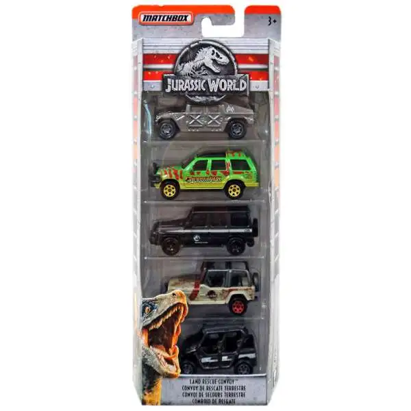 Jurassic World Matchbox Legacy Collection Land Rescue Convoy Diecast Vehicle 5-Pack