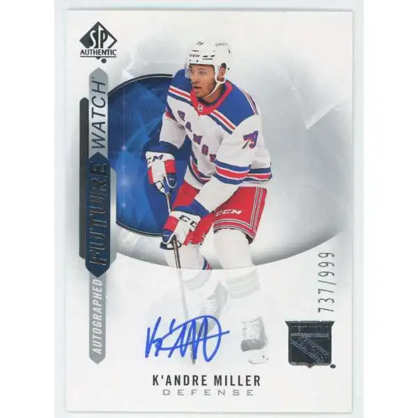 NHL 2020-21 Upper Deck SP Authentic Hockey Autographed Future Watch 737/999 K'Andre Miller #209 [Rookie Auto]