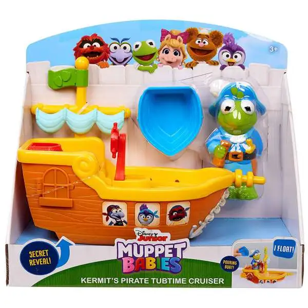 Disney Junior Muppet Babies Kermit's Pirate Tubtime Cruiser 2.5-Inch Bath Toy