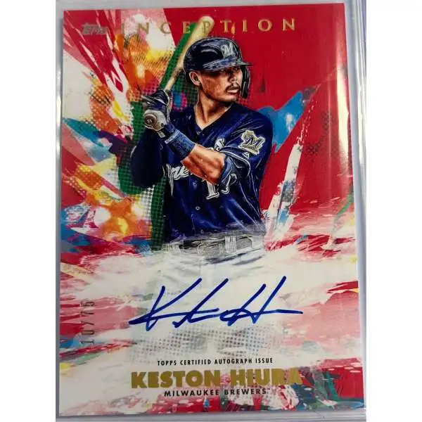 MLB 2020 Topps Inception Baseball Keston Hiura Red 10/75 Autographed Trading Card RESA-KH [On Card Auto]