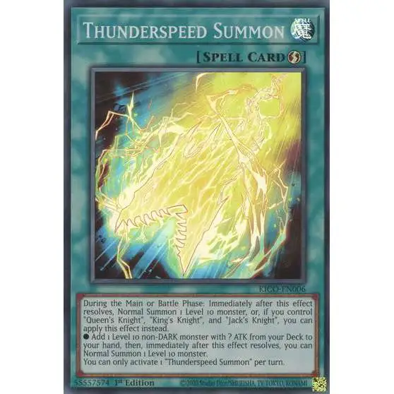 YuGiOh Trading Card Game King's Court Super Rare Thunderspeed Summon KICO-EN006