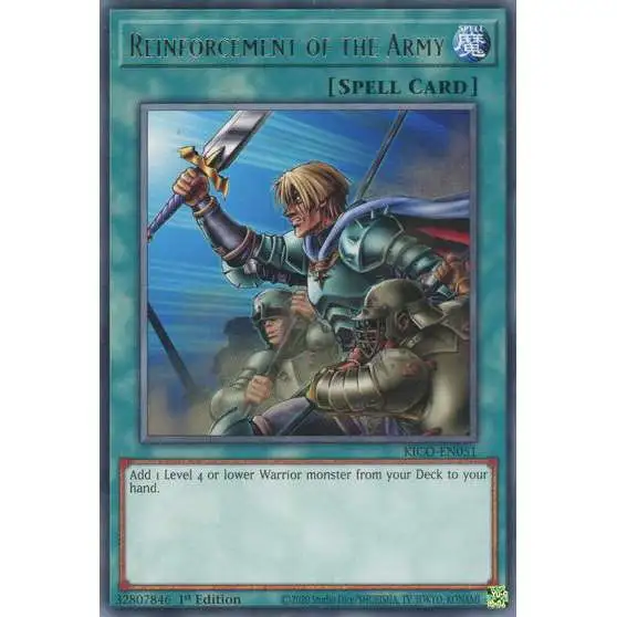 YuGiOh Trading Card Game King's Court Rare Reinforcement of the Army KICO-EN051