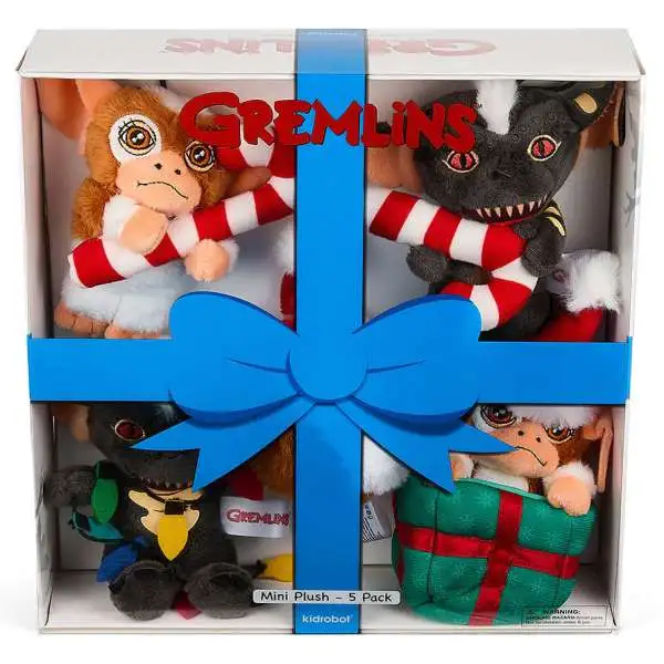 Gremlins Plush Holiday Ornaments Gizmo, Gizmo Gift, Stripe, Stripe with Lights & Furball 3-Inch Set of 5