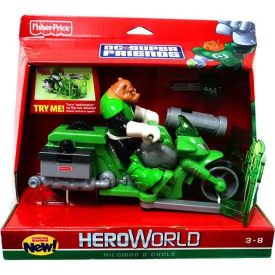 Fisher Price Green Lantern DC Super Friends Hero World Kilowog & Cycle Action Figure Set