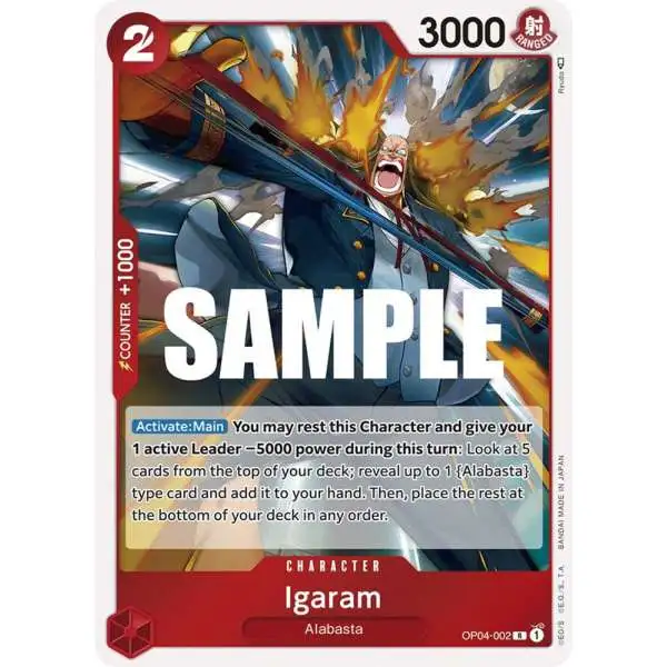 One Piece Trading Card Game Kingdoms of Intrigue Rare Igaram OP04-002