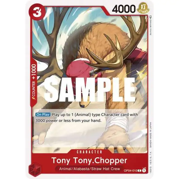 One Piece Trading Card Game Kingdoms of Intrigue Common Tony Tony.Chopper OP04-010