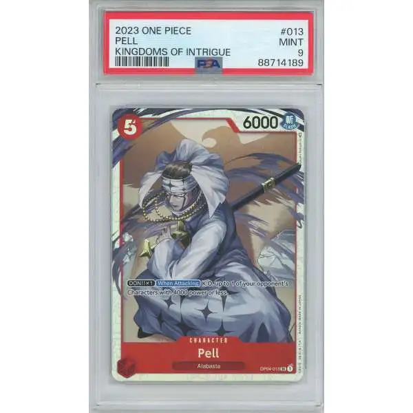 One Piece Trading Card Game Kingdoms of Intrigue Super Rare Pell OP04-0513 [PSA 9]