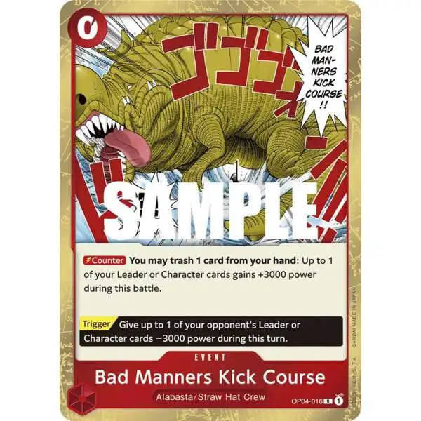 One Piece Trading Card Game Kingdoms of Intrigue Rare Bad Manners Kick Course OP04-016