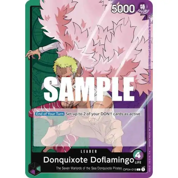 One Piece Trading Card Game Kingdoms of Intrigue Leader Donquixote Doflamingo OP04-019