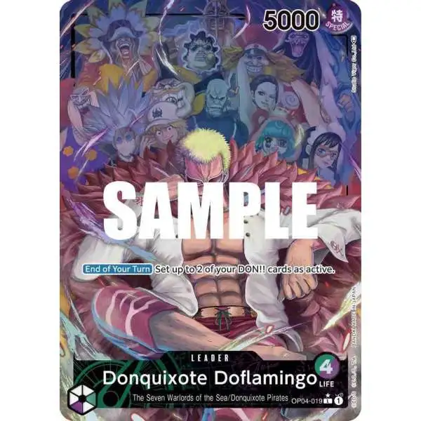 One Piece Trading Card Game Kingdoms of Intrigue Leader Donquixote Doflamingo OP04-019 [Alternate Art]