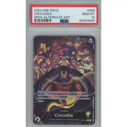 One Piece Trading Card Game Kingdoms of Intrigue Leader Crocodile OP04-058 [Alternate Art, PSA 10] [PSA 10]