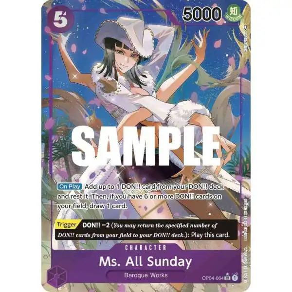 One Piece Trading Card Game Kingdoms of Intrigue Super Rare Ms. All Sunday OP04-064 [Alternate Art]