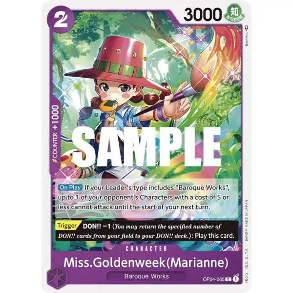 One Piece Trading Card Game Kingdoms of Intrigue Common Miss.Goldenweek OP04-065 [Marianne]