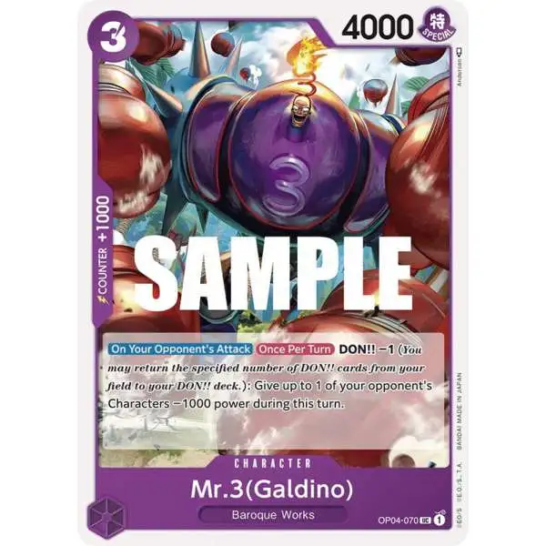 One Piece Trading Card Game Kingdoms of Intrigue Uncommon Mr.3 OP04-070 [Galdino]