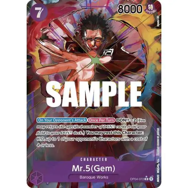 One Piece Trading Card Game Kingdoms of Intrigue Rare Mr.5 Gem OP04-072 [Alternate Art]