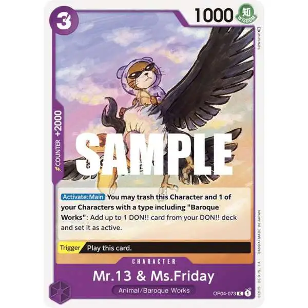 One Piece Trading Card Game Kingdoms of Intrigue Common Mr.13 &amp; Ms.Friday OP04-073