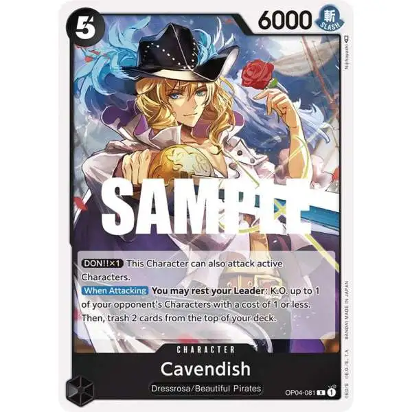 One Piece Trading Card Game Kingdoms of Intrigue Rare Cavendish OP04-081