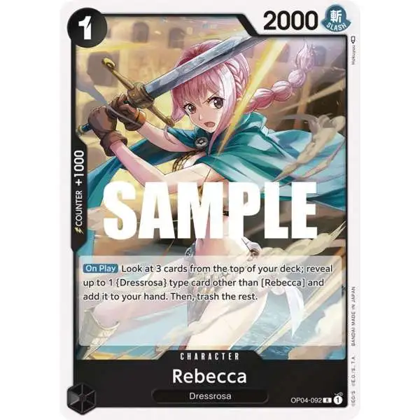 One Piece Trading Card Game Kingdoms of Intrigue Rare Rebecca OP04-092