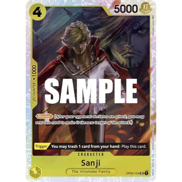 One Piece Trading Card Game Kingdoms of Intrigue Super Rare Sanji OP04-104